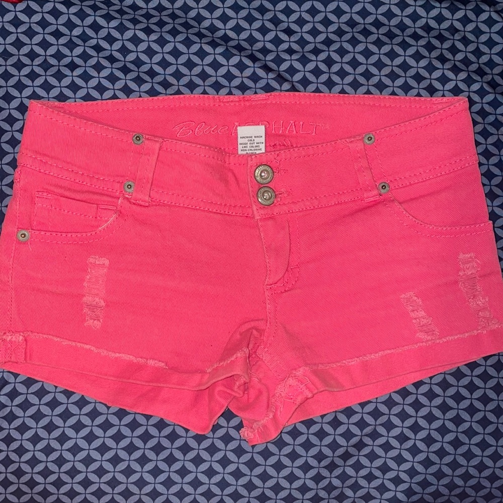 pink denim shorts